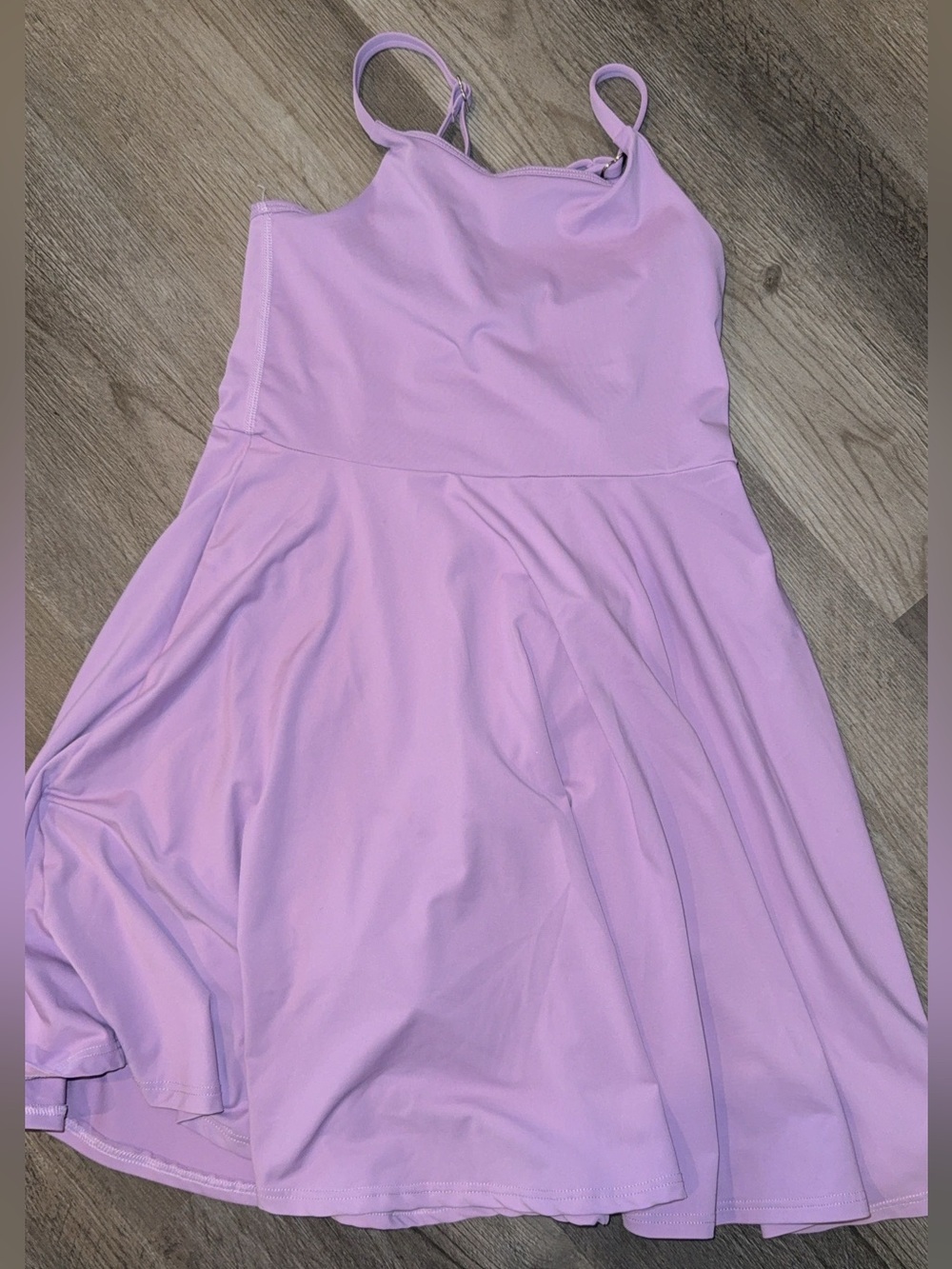Lilac Spaghetti Strap Athletic Dress w/ Built In Shorts + Pockets